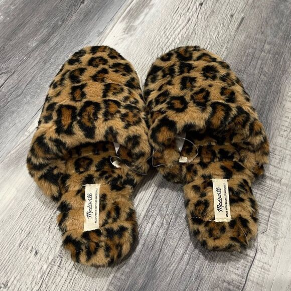 NWT Madewell The Scuff Slipper in Leopard Faux Fur Size 7 - Picture 6 of 7